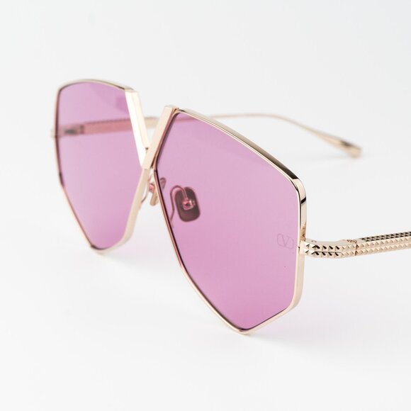 Valentino Men Sunglasses Titanium Gold Pink Oversized Aviator V - HEXAGON - Picture 5 of 14